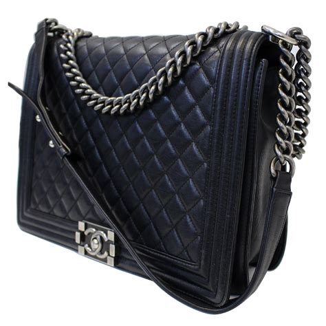 chanel black leather boy bag|chanel classic flap bag black.